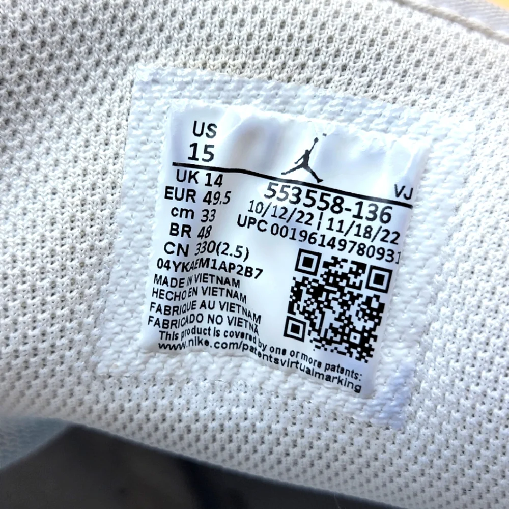 Nike Air Jordan 1 Low White‎ SIZE 15. #1461